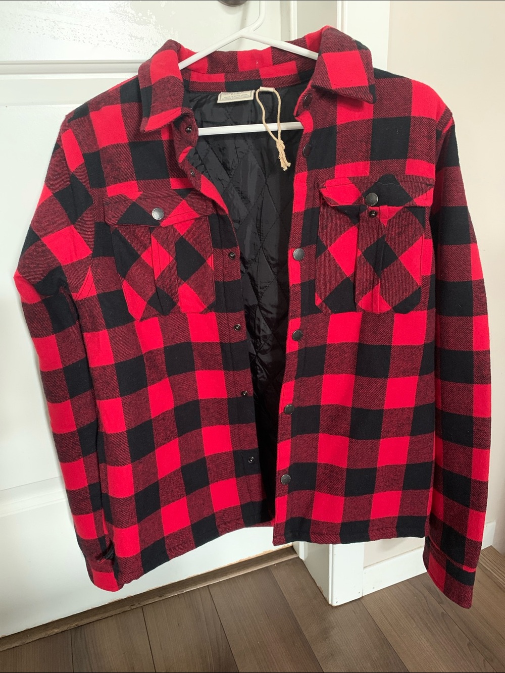 Red & Black Buffalo Plaid Snap-Front Shacket